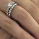 Round Cut Art Deco Diamond Engagement Ring and Matching Band Bridal Set 14k White Gold or Yellow Gold Natural Diamond Wedding Ring