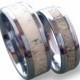 Tungsten Wedding Ring Set, Antler Ring Set, Tungsten Carbide Ring Set, His and Hers Tungsten Rings With Deer Antler Inlay
