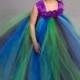 Flower girl dress - Tulle flower girl dress - Peacock Dress - Tulle dress-Infant/Toddler - Pageant dress - Princess dress - flower dress