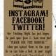 Personalised Social Media App Instagram, Facebook, Twitter Table Sign for Wedding Photo Booth Add Your Hashtag 3 for 2! (W)