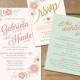 Romantic Floral Wedding Invitation Printable // DIY Printable Invitation // Coral and Mint Wedding Invitation, Coral and Gold