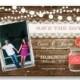 Coral Save the Date Rustic wood and mason jar with string of lights photo invitation invite card 5x7 printed or printable
