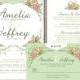 Whimsical Garden Wedding Invitation Set, Floral Wedding Invite, Floral Invitation // Printable Wedding Invitation // Mint Green Wedding