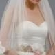 2 tier bridal wedding veil elbow alencon lace trim - available in ivory and pure white