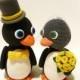 Penguin Wedding Cake Topper - Choose Your Colors