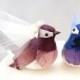 Cheeky Chickadee Wedding Cake Topper in Blue and Purple: Bride & Groom Love Bird Cake Topper -- LoveNesting Cake Toppers