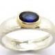 ON SALE Blue sapphire ring set in gold and a matte silver band