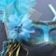 Turquoise Venetian Ostrich Feather Mask for Wedding Masquerade 4B5A SKU: 6F42