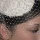 Bridal hat/birdcage veil. vintage inspired bridal hat with removable birdcage veil.