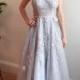 Gray Blue Lace Wedding Dress