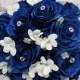 Wedding Bouquet Royal blue rose brides bouquet Silk bridal flowers