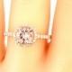 14K Rose Gold Diamond Round Morganite Engagement Ring Wedding Ring Art Deco Ring Antique Ring Promise Ring Pave Ring Yellow Gold White Gold