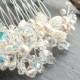 Pearl and crystal Hair Comb, bridal accessory, wedding hair, floral bridesmaid,bride,white,ivory,silver,