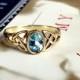 Vintage London Blue Topaz Ring Vintage Celtic Love Knot Ring Vintage Alternative Engagement Ring Promise November Birthday Birthstone Ring