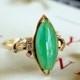 Vintage Jadeite Engagement Ring, Art Nouveau Style Jade Ring, Designer Jade Gold Ring, Vintage Engagement Ring, Antique Engagement Ring