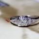 Art Deco Diamond Engagement Ring, 18K White Gold 1920s Antique Diamond Wedding Band, Antique Engagement Ring, Unique Engagement Ring
