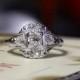 Art Nouveau Diamond Engagement Ring, Edwardian Engagement Ring, 14k White Gold Platinum Antique Engagement Ring, Art Nouveau Engagement Ring