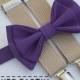 Dark Purple Bow Tie & Beige Suspenders -- Ring Bearer Outfit -- Groomsmen Bow Tie Suspenders