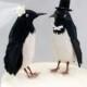 Christmas in July SALE! Top Hat Penguin Wedding Cake Topper: Funny, Bride & Groom Love Bird Cake Topper -- LoveNesting Cake Toppers