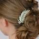 Crystal Leaf Hair Comb, Rhinestone Leaves Bridal Hairpiece , Encrusted Crystal Bridal Hair Comb , Sparkle Comb, Wedding Hair Accessories