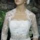 Ivory 3/4 sleeve wedding bridal bolero jacket - embroidered lace