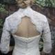 Sale -Ivory 3/4 sleeve lace bolero wedding jacket with keyhole back - was 129.99