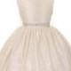 Solid Lace Flower Girl Dress With Removable Rhinestone Belt