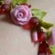 Pink rose Bracelet handmade Jewelry polymer clay flower bracelet  gift idea for her Fairy bracelet Polymer clay