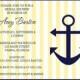 Bridal Shower Invitations, Nautical, Yellow, Navy, Wedding, Set of 10 Printed Cards, FREE Shipping, AILYN, Anchored in Love Yellow and Navy