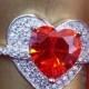 Sterling Silver Ring.925 Stamped Ring.Genuine Red Garnet Ring.Diamond CZ Ring.Handmade Ring Heart Ring.Love Ring.Wedding N Engagement.R51-60