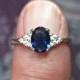 Classic Vintage 925 Sterling Silver Sapphire CZ Ring