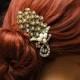 Pearl Bridal Headpiece, Wedding Hair Comb, Crystal Hair Comb, Vintage Gold Hair Piece, Wedding Accessories, Hair Jewelry