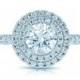 Forever One Moissanite & Double Diamond Halo Engagement Ring - Double Halo Engagement Rings for Women - Moissanite Jewelry - UK, USA, Canada, California, New York, Australia