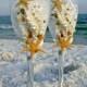 Starfish Wedding Champagne Glasses, Beach Wedding Toasting Flutes In Ivory, Destination Wedding Reception