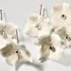 Bridal hair pins, Small hair flowers Set of 6, Summer wedding headpiece, White bridesmaid hair accessories, Ivory hydrangea hair pins