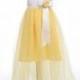 Tutu Flower Girl Dress,Belle princess dress, Yellow Girl Dress, Yellow and White Tulle with Yellow flower and ribbon toddler dress, Fairy