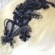 Navy Beading Lace Headband / Bridal Navy Headband, Navy Lace Head Piece