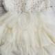 Ivory Tutu Boho Girl  Dress- BOho Lace Flower Girl-Beige Lace Birthday Gils