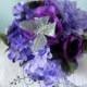A  Silk  Wedding  Bridal Bouquet  Boutonniere  Lavender Purple  Roses, Dahlias and Violets , Greenery, Butterfly 2 Pieces  BB#110