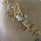 Butterfly Golden Jewel Tiara crown headband Bridal Headpiece wedding head piece