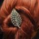 Antique Gold Leaf Headpiece, Leaf Crystal Hair Barrette, Leaf Hair Piece, Hair Jewelry, Wedding Hair