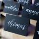 Black Place Cards, Chalkboard Place Cards, Hand Lettered Escort Cards, Brush Lettered Place Cards, Custom Wedding Calligraphy, White Ink