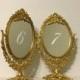 Set of gold fairytale ornate mirror table numbers/Beautiful gold table mirrors