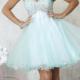 Mint Tulle Lace Up Sleeveless A-line Beads Short Length Sweetheart