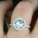 White Sapphire Diamond Halo Engagement Ring Round 3 ct 9mm 14k 18k White Yellow Rose Gold-Platinum-Custom made size-Wedding-Anniversary 10k
