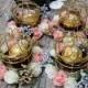 Gold Rose Bird Cages Metal Candle Holder - Wedding Decoration  favor Set of 4