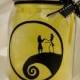 Tim Burtons Nightmare before Christmas inspired Mason Jar centerpiece with a silhouette of Jack & Sally ~ Pint size ~ multiple colors