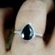 Black Spinel & Diamond Pear Halo Engagement Ring 2.5ct 10x7mm 14k 18k White Yellow Rose Gold-Platinum-Custom made size-Wedding-Anniversary