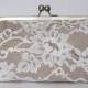 Silk And French Chantilly Lace Ivory/Champagne Clutch,Bridal Accessories,Wedding Clutch,Bridal Clutch,Bags And Purses