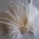 Bridal Hair Clip Bridal Feather Fascinator, Feather Hair Piece, Wedding Hair Accessory, ivory hair clip